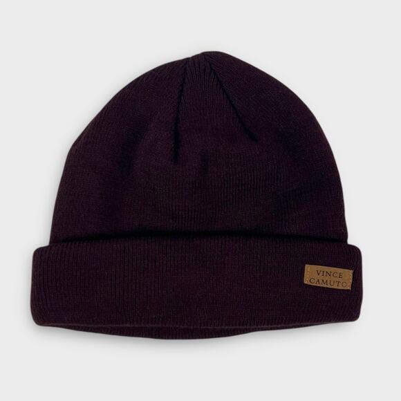 Vince Camuto Ribbed Knit Cuff Beanie in Burgundy NEW - Picture 1 of 5